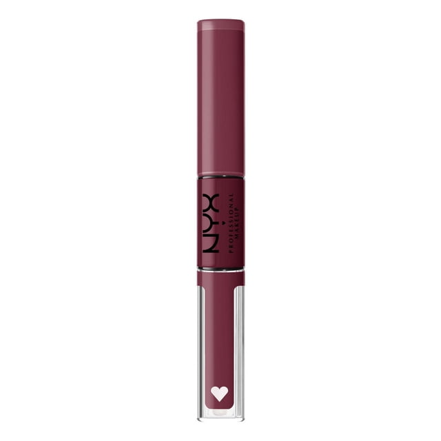 Shine Loud, High shine lip colour, 16HR wear, Vegan Formula by NYX Professional Makeup, dual-ended lip colour in deep mauve with high-pigment base and clear glossy top coat, lightweight, non-sticky, and long-lasting.