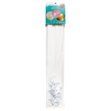 Way to Celebrate! 19.69 inch Plastic Balloon Sticks with Cups, 20 pieces