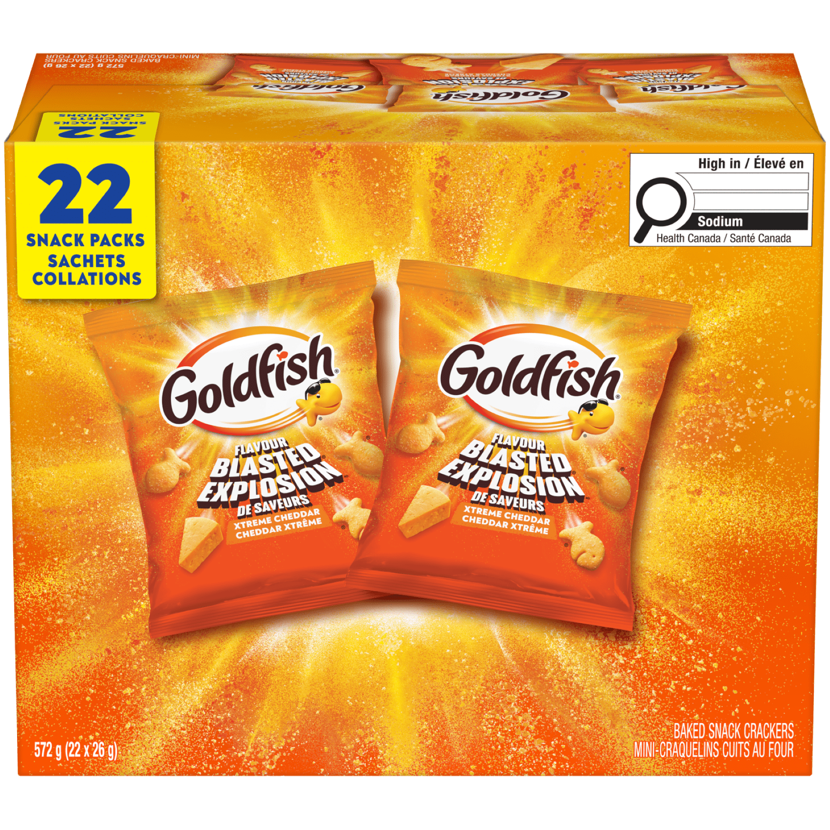 GOLDFISH® XTREME CHEDDAR CRACKERS SNACK PACK, 22x26g