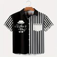 thumbnail image 1 of Men‘s Father‘s Day Striped Patchwork Print Vintage Short Sleeve Bowling Shirt, 1 of 3