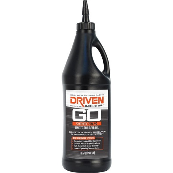 Driven Racing Oil/ Joe Gibbs 04230 Gear Oil Limited Slip Gear SAE 75W-90; Synthetic; 1 Quart Jug; Single