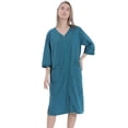 thumbnail image 1 of PENGXAING Women‘s Zipper Front Housecoat Short Sleeve Robe Lightweight Bathrobes with Pocket, 1 of 5