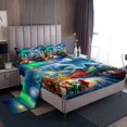 thumbnail image 1 of Erosebridal Ensembles de Draps Grand Merry Xmas Santa Claus, Literie Train Rétro, Décor Aurora, 4 Pcs, 1 of 6