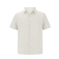 thumbnail image 3 of Chemises pour Hommes, Chemise Habillée Décontractée à Manches Courtes Boutonnée Texturée Hawaïenne Unie, 3 of 5