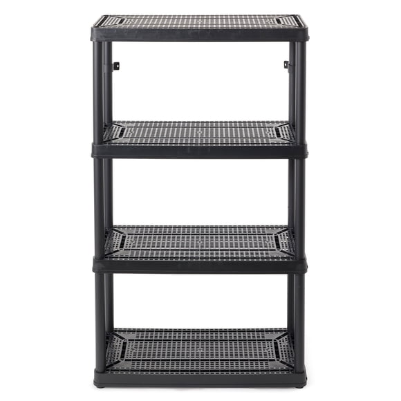 Gracious Living Rangement à 4 Tablettes à Hauteur Fixe, Usage Moyen, Noir (Lot de 2)