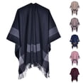 thumbnail image 3 of Women's Plaid Shawl Wraps Open Front Poncho Cape Oversized Sweaters Casual Cardigan Shawls for Fall Winter, 3 of 3