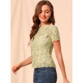 thumbnail image 2 of INSPIRE CHIC Haut en Dentelle Florale Semi-Transparente à Bord Festonné pour Femme, 2 of 6