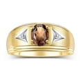 thumbnail image 1 of RYLOS Men's Rings 14K Yellow Gold Classic 8X6MM Oval Gemstone &  Diamond Ring Smoky Quartz June Birthstone Rings For Man Gold Rings Size 9, 1 of 7