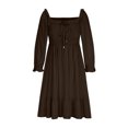 thumbnail image 4 of Gspmoly Robes pour Femmes Grande Taille, Robe pour Femmes à Encolure Carrée - Mode Décontractée, Tempérament, Cordon de Serrage, Dos Ajouré Ouvert, à Lacets, Manches 3/4, Coupe Ajustée, Robe Aguichant, Robes de Travail pour Femmes, Offres, 4 of 6