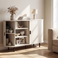 thumbnail image 2 of Costway 47" Fluted Sideboard Buffet Cabinet Coffee Bar Console Table with Metal Legs Gray, 2 of 10