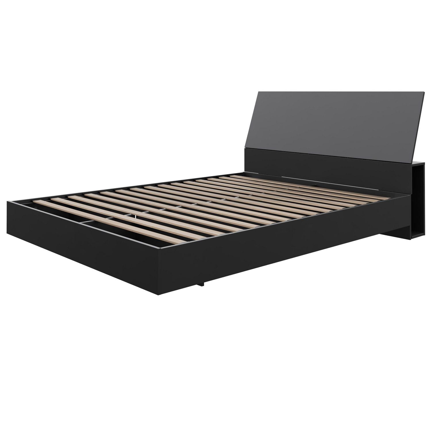 Lit plateforme et tête de lit Corbo de Nexera, fini noir