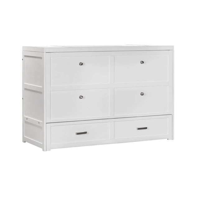 Rustic Classics Stow Queen Size Murphy Bed Cabinet with Gel Memory Foam Mattress (White)
