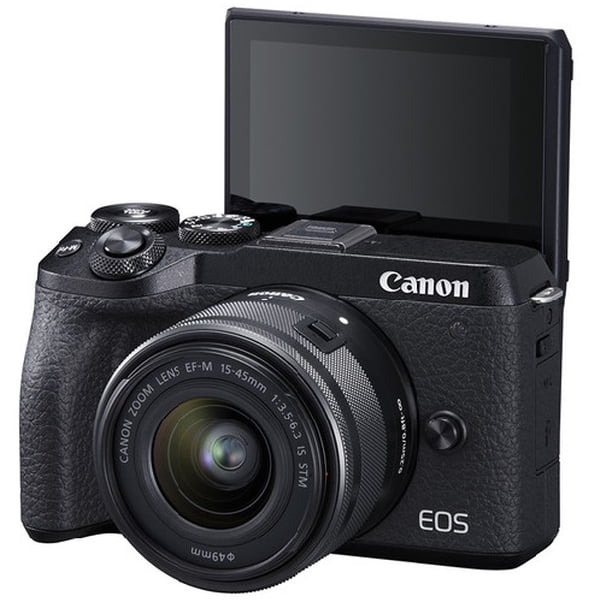 ❤️Wi-Fi＆Bluetooth搭載❤️Canon EOS M6 ブラック Canon EOS M6 Mark II Mirrorless Digital Camera + 15-45mm Lens