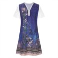 thumbnail image 4 of Cameland Robe Ample pour Femme à Col en V, Mode Décontractée, Style Élégant, Chandail à Manches Courtes, Imprimé en Dentelle, 4 of 6