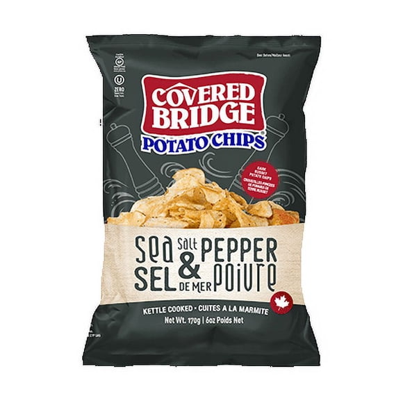 170g Covered Bridge Cracked Pepper Potato Chips 12 Pack