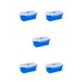 thumbnail image 1 of Ruiboury Silica Gel Compact And Convenient For Easy Storage Making Lightweight Sealed Preservation Box Microwave Lunch Box deep blue 1200ml 5Set, 1 of 6