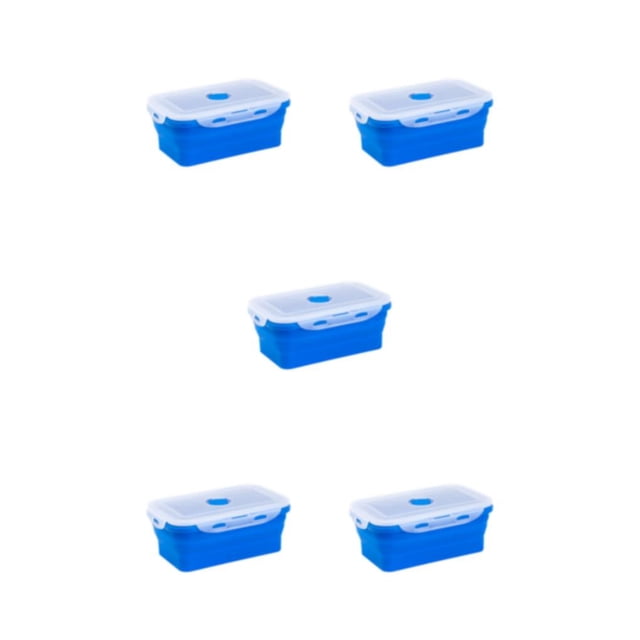Ruiboury Silica Gel Compact And Convenient For Easy Storage Making Lightweight Sealed Preservation Box Microwave Lunch Box deep blue 1200ml 5Set