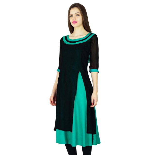 Phagun Kurta de Designer pour Femmes Kurti Ethnique Haut Tunique Robe en Rayonne et Georgette
