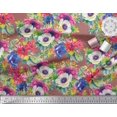 thumbnail image 2 of Soimoi polyester Crepe Fabric Leaves,Lotus & Anemone Floral Decor Fabric Printed Yard 42 Inch Wide, 2 of 3