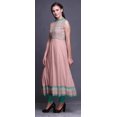 thumbnail image 3 of Bimba Robe Anarkali Damassée Rose Pâle Saumon pour Femmes Kurti Imprimé Ethnique Indien Longue Kurta Robe de Soirée Petite, 3 of 6