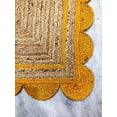 thumbnail image 3 of Indian Handmade Braided Natural Jute with Yellow Scalloped Design Area Rug, Home Décor Rug, Jute Rug for Bedroom, Dining Room, living room, Doormat Rug Size - 6' Square (180 cm x 180 cm), 3 of 5
