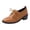 Brown, variant on Black Shoes Women, Trendy Casual Leather Loafers with Round Toe and Low-Cut Heel
