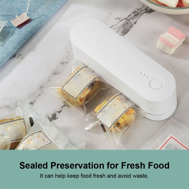 Langgg Hot Sealing Machine No More Battery Replacement Needed Adjustable Gear Chip Bag Sealing Machines White -USB charging 1Set