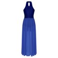 thumbnail image 4 of iiniim Women Lyrical Dance Dress Halter Color Block Flowy Maxi Dress for Ballet Modern Contmporary Blue S, 4 of 6