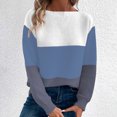 thumbnail image 4 of Timegard Tops for Women Lightweight Drop Shoulder Sweaters Crewneck Long Sleeve Pullover Tops Block Color, 4 of 9