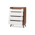 thumbnail image 3 of Baxton Studio Brighton Moderne White et Bois de Walnut 4 Tiroirs Chest, 3 of 5