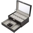 thumbnail image 1 of Watch Case with Jewelry Drawer for 12 Watches Display/Case/Storage Box (Black), 1 of 1