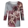 thumbnail image 4 of Hauts Décontractés pour Femmes T-shirt Imprimé Tendance pour Femmes Blouse à Manches 3/4 Col Rond Hauts Décontractés Tuniques pour Femmes Manches 3/4 en Liquidation, 4 of 4