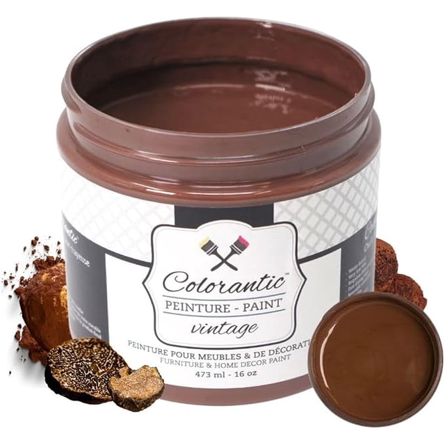 COLORANTIC / Sweet Truffle Peinture à la Craie / un Véritable Brun Chocolat au Lait / Bricolage Relooking de Meubles et Déco Maison / Fini Mat / 16 oz