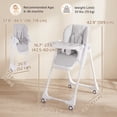 thumbnail image 3 of Qaba High Chair with Adjustable Seat Height, Backrest, Footrest and Tray, 3 of 10