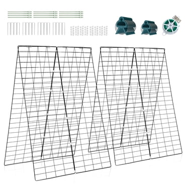 Patiojoy Treillis de Jardin pour Concombres Vert en 2 Pcs, Support de Croissance pour Plante Grimpante