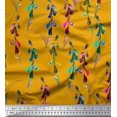 thumbnail image 1 of Soimoi Gold polyester Crepe Fabric Colorful Flower Watercolor Print Sewing Fabric BTY 52 Inch Wide, 1 of 3