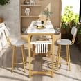 thumbnail image 4 of Lamerge Bar Dining Table Set for 2, 3 Piece Bar Table and Chairs Set, Kitchen Counter Height Dining Table Set, Small Kitchen Bar Table with Storage, Breakfast Nook Set for Small Space, White+Gold, 4 of 8