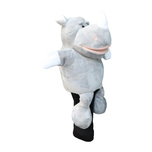 jinwen Housse en Bois de Golf Peluche Accessoires de Sac de Golf Protège-Animal Housse de Tête de Club de Golf Rhinocéros Blanc