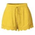 thumbnail image 1 of Plebaso Womens Elastic Waist Drawstring Beach Shorts Lace Trim Ruffle Lightweight Lounge Shorts for Women, 1 of 5