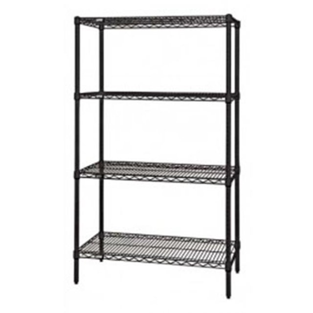 Étagère Grillagée Noire à 4 Tablettes - 12 x 36 x 86 Po