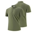 thumbnail image 3 of SROBPTY Haut d'Été pour Homme, Chemises à Manches Courtes pour Hommes, Chemise à Manches Courtes de Bureau pour Homme à la Mode, Course, Décontractée, Couleur Unie, Chemise à Col à Revers à Manches Courtes Vert Armée, TTG, 3 of 4