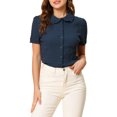 thumbnail image 1 of INSPIRE CHIC Chemise Douce pour Femme Vintage à Col Poupée Mignon Boutonnée m Bleu Foncé, 1 of 7