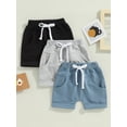 thumbnail image 2 of Gupgi 3 Pack Toddler Boy Shorts Set, Solid Loose Drawstring Shorts Kids Sports Short Pants, 2 of 8