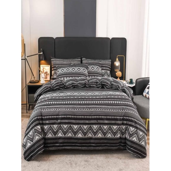 Uscallm Bohemian Quilt Set Twin Size Geometric Pattern Bedding 3-Piece Comforter Set for Bedroom Decor Boho Style Quilted Coverlet