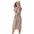thumbnail image 1 of Teissuly Peignoirs pour Femmes Mode Allongé Garder au Chaud Col à Revers Même Style Pyjama à Capuche Uni Manches Longues Nuisette, 1 of 7