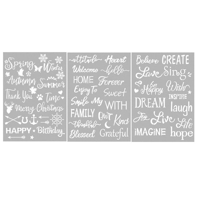 yingyy 3 Pieces/Set Word Stencil Alphabet Letter Template DIY Crafting Student Show as Picture 1Set