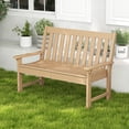 thumbnail image 2 of Gymax Garden Bench All-Weather HDPE 2-Person Outdoor Bench for Front Porch Backyard Teak, 2 of 10