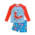 thumbnail image 1 of MIASHUI Ensembles de Maillots de Bain Deux Pièces pour Garçons, Combinaison anti-UV à Manches Longues pour Enfants, Rouge, 1-2 Ans, 1 of 5