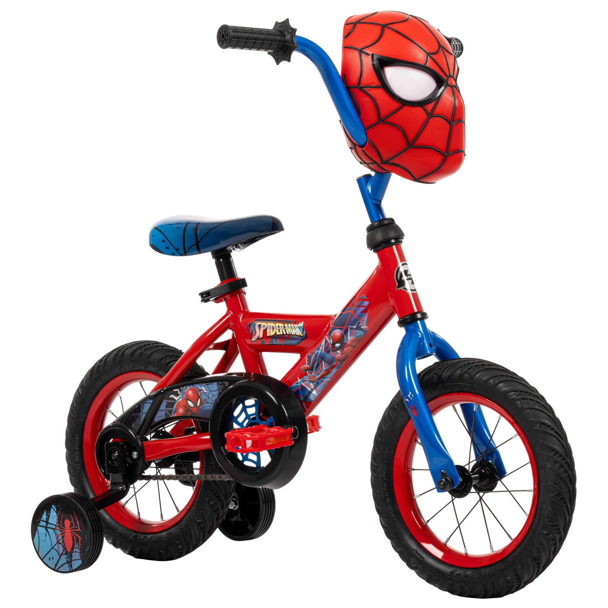 Huffy 12-inch Spider-Man Bike for Boys with Training Wheels, Blue/Red