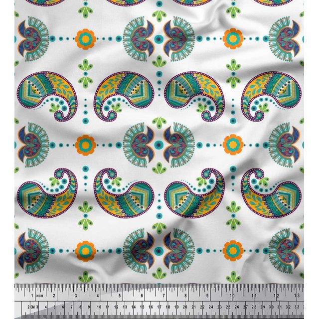Soimoi Poly Georgette Fabric Dot,Floral & Paisley Print Fabric by Yard 42 Inch Wide
